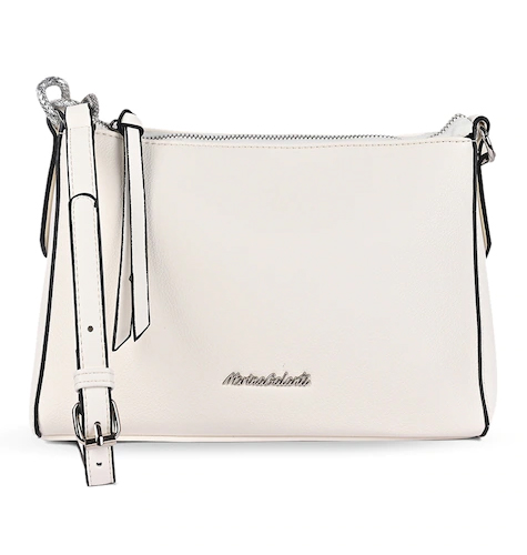 Off White PU Structured Tasselled Sling Bag